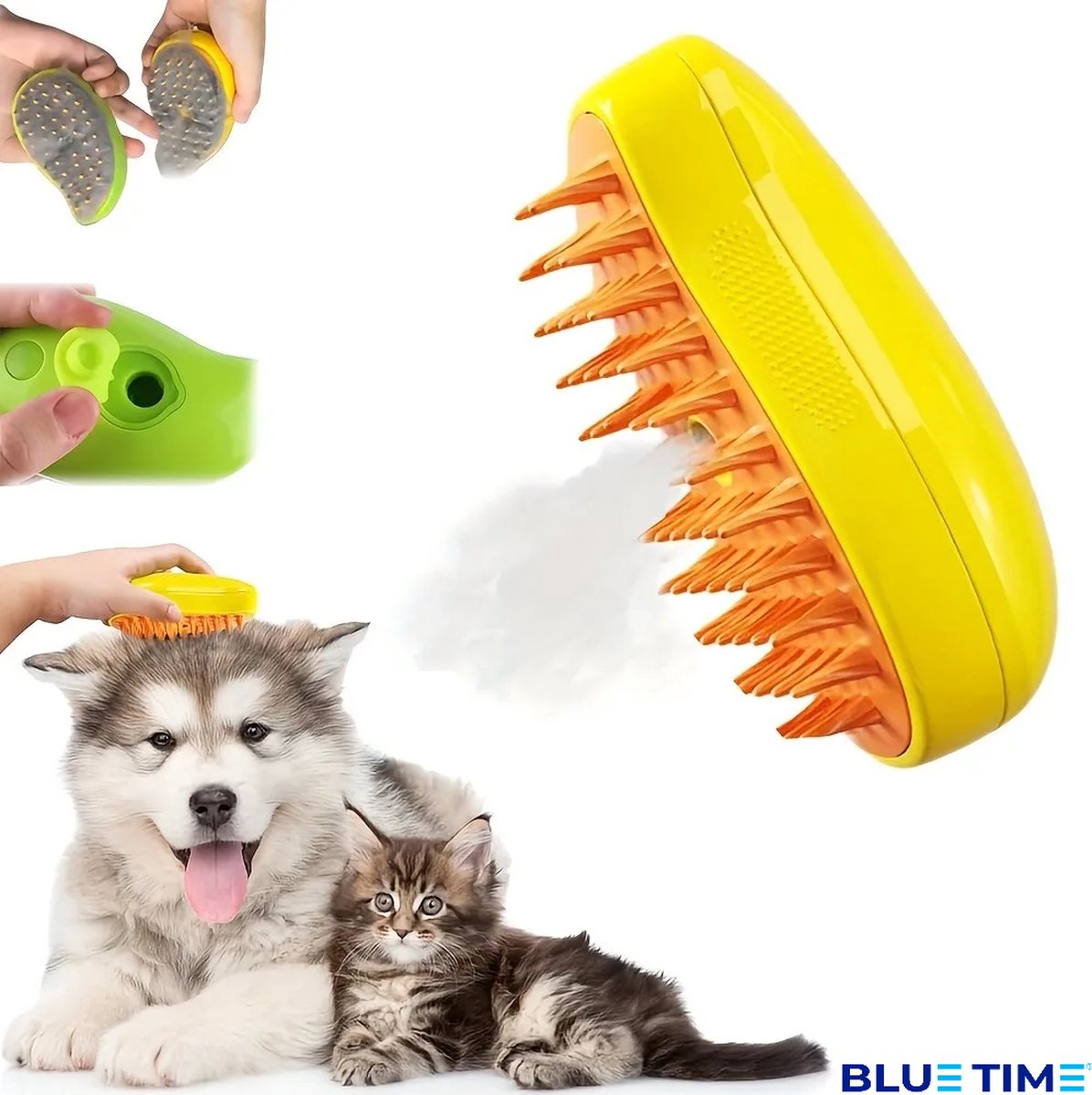 BlueTime - Hondenborstel met Stoom - Stoomborstel Hond - Haarstomer Honden - Konijn - Langharig