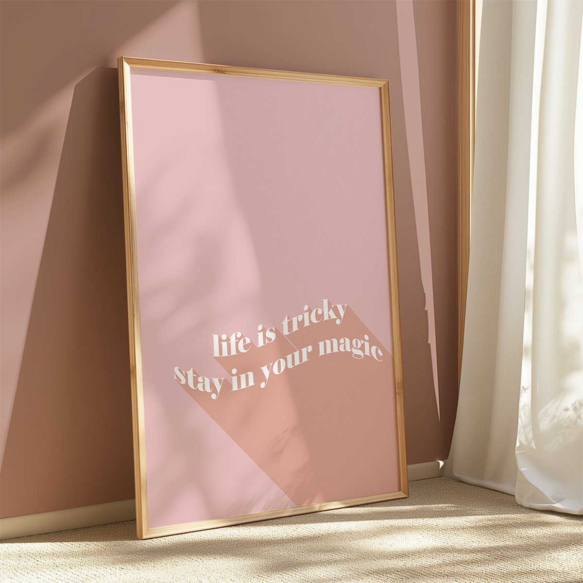 Poster Life is tricky | Poster roze | Poster Quote | wanddecoratie