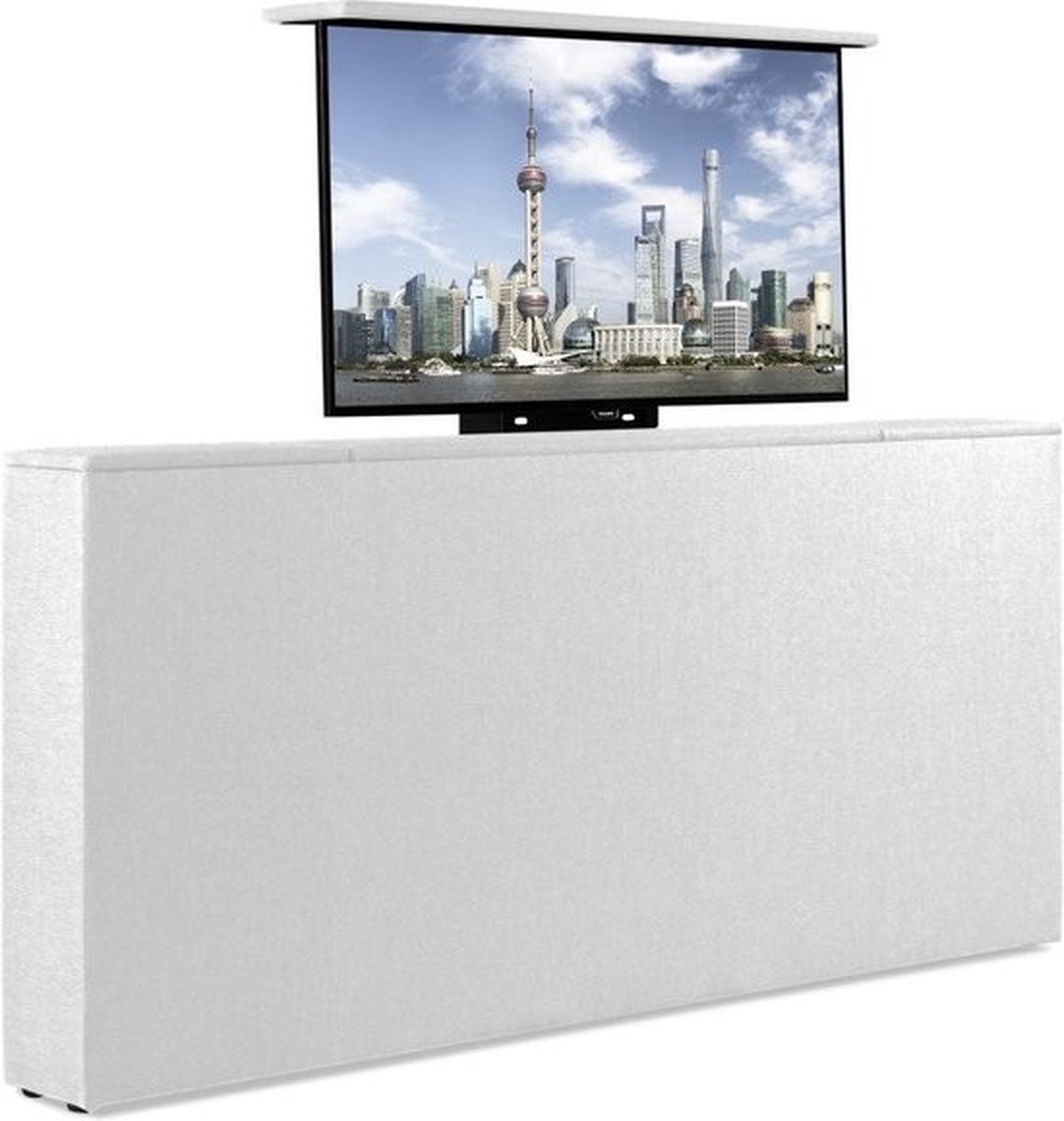 Bedonderdeel - Sweet Sleep TV-Lift meubel Voetbord - Max. 43 inch TV - 190 breed x85x21 - Lederlook Wit
