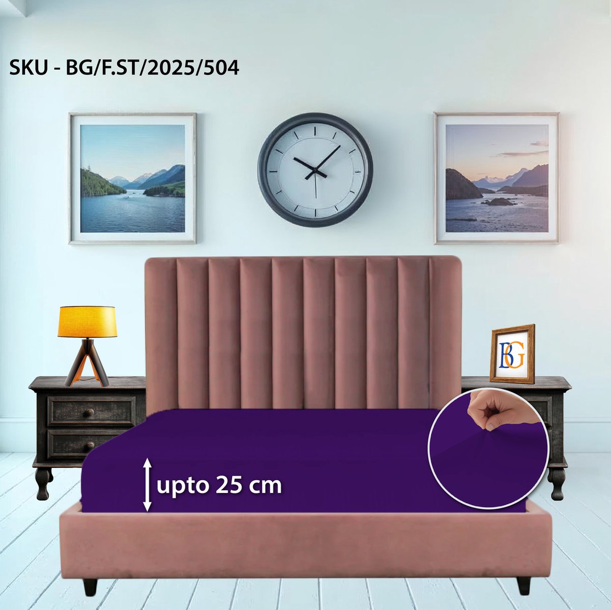 Bed Glow & Apparel - Hoeslaken - 140*200 cm - 25cm Matrashoogte - Rondom Elastiek - donker paars