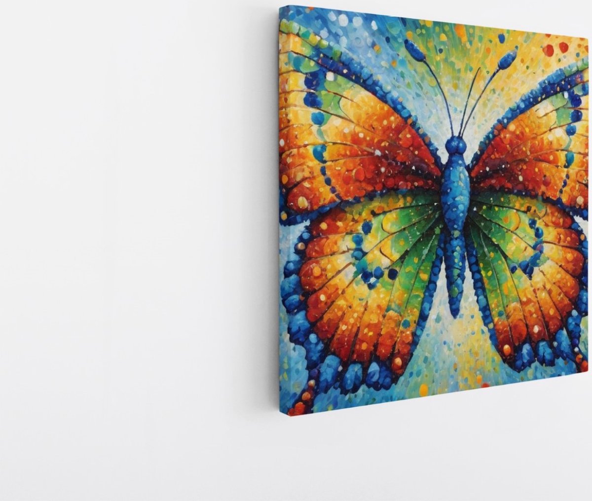 Saammp Canvas Schilderij - Kleurrijke Vlinder - Abstract - Dieren - 40x40 - Foto op canvas - Wanddecoratie - muurdecoratie Woonkamer - Slaapkamer decoratie - Canvas Print Multicolor
