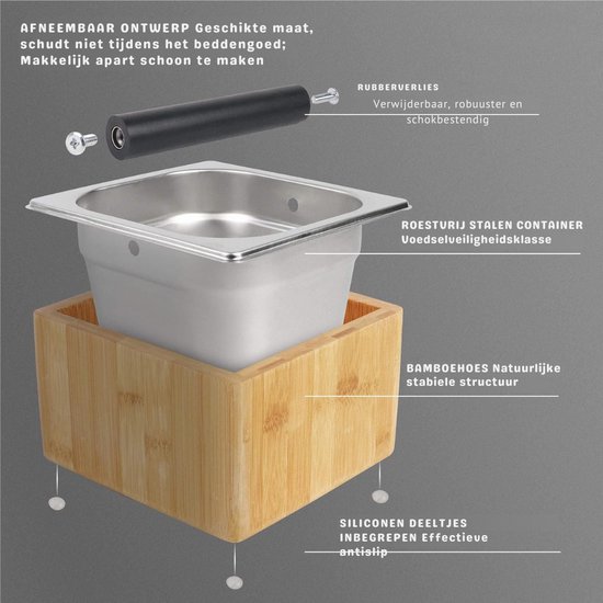 Duitse Kwaliteit Knockbox Homeffect® Afklopbak Met Verbeterde Hantering, Made In Germany Afslaghouder Voor Zeefdragers Knock Box Zwart Het Verzamelen En Barista Accessoires Duitse Kwaliteit Knockbox Homeffect® Afklopbak Met Verbeterde Hantering, Made In Germany Afslaghouder Voor Zeefdragers Knock Box Zwart Het Verzamelen En Barista Accessoires