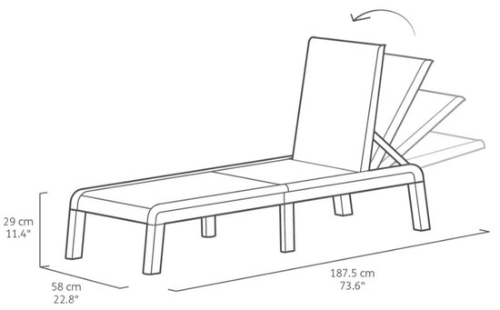 Keter Mallorca Ligbed - inclusief kussen - 187.5x58x29cm - Antraciet van Keter — afbeelding 4