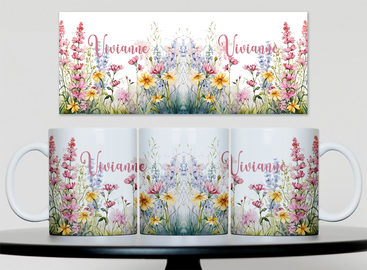 Flowermok met naam - Keramiek - Vaatwasserbestendig - 330 ml