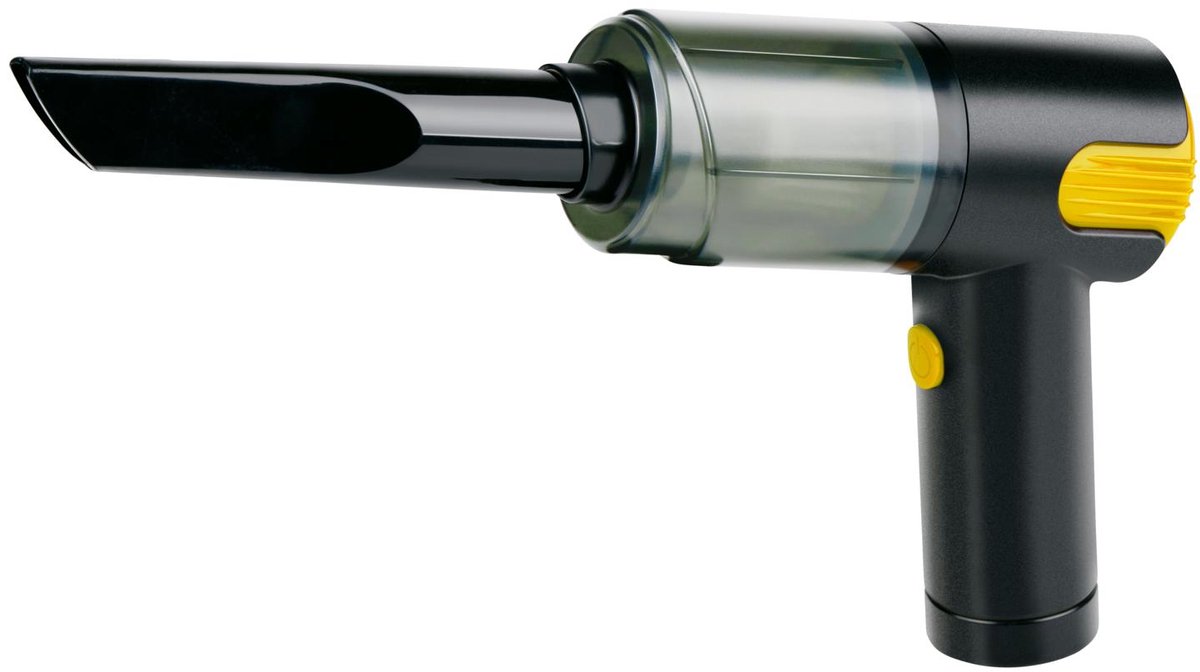 Dunlop Auto Stofzuiger Draadloos 12V - Handstofzuiger met 4 Opzetstukken - USB-C Oplaadbare Auto Stofzuiger Snoerloos - Kruimeldief Nat en Droog - 5000Pa Zuigkracht en Blaas Functie - Grijs/Geel