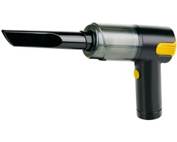 Dunlop Auto Stofzuiger Draadloos 12V - Handstofzuiger met 4 Opzetstukken - USB-C Oplaadbare Auto Stofzuiger Snoerloos - Kruimeldief Nat en Droog - 5000Pa Zuigkracht en Blaas Functie - Grijs/Geel