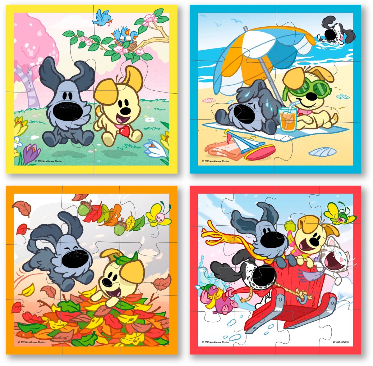 Woezel & Pip puzzel 4 in 1 educatief peuter speelgoed - kinderpuzzel 4x6x9x16 stukjes leren puzzelen - cadeautip puzzel 3 jaar en ouder - Bambolino Toys — afbeelding 3