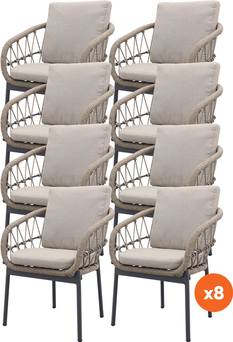 Set van 8 - Julia dining tuinstoel - Antraciet