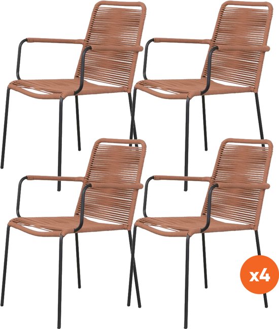 Set van 4 - Denver Rope stapelbare stoel - Terracotta