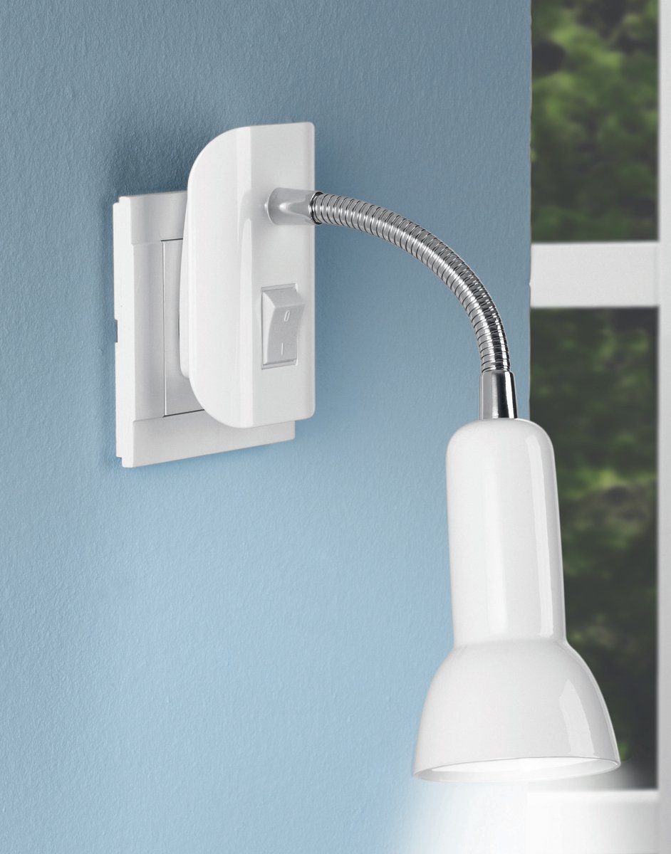 Trango LED Plug Lamp 11-058 *ANNA* Wandlamp, Leeslamp, Keukenlamp, Nachtlampje in Wit mat 