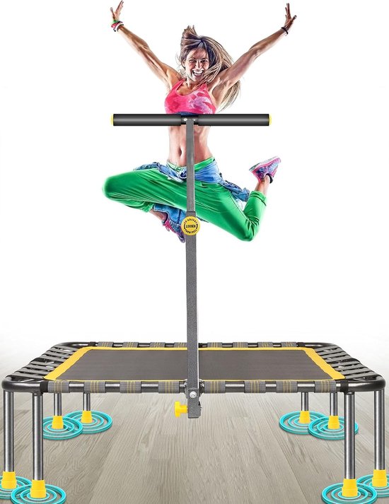 40" Mini Fitness Trampoline Max. Belasting 220lbs Veilig Stil Eenvoudige Installatie Indoor Oefening Opvouwbare Trampoline voor Volwassenen Kinderen, HMTM-N437