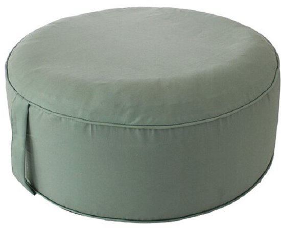 Foto: Poef zitzak cmadeco opblaasbaar rond zachte fluweelachtige stof klei groen 55cm hoogte 25 cm uv bestendig voor binnen en buiten