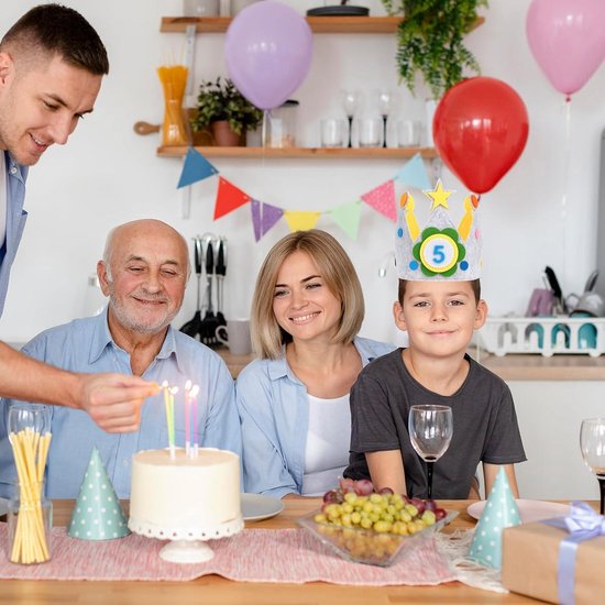 BJORKI Verjaardagskroon voor meisjes en jongens, mousseline, veilig met knopen, omkeerbare kroon voor verjaardag met cijfers van 1 tot 10, doe-het-zelfplezier, ritueel voor kinderverjaardag (geel