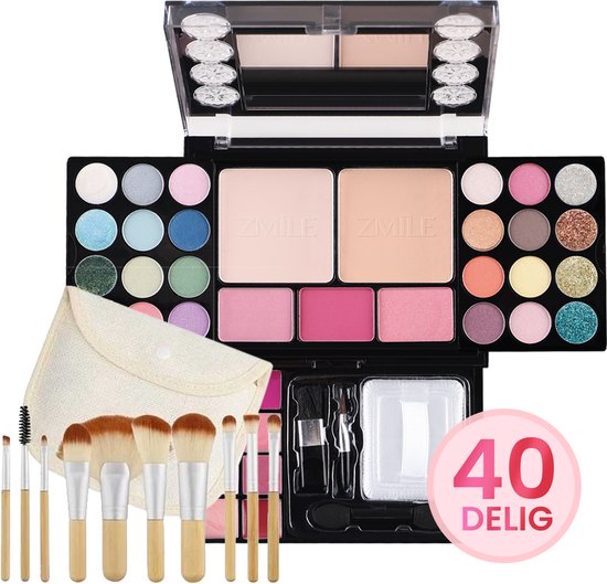 Diamond Beauty Box met Spiegel – Kleine Make Up set voor Meisjes – Kinder Make Up Gevuld - Met Spiegel en Kwasten, Voor Onderweg & Als Cadeau – Veganistische Cosmetica – Extra Klein