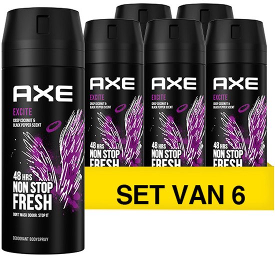 Axe Excite Deospray – Frischer Duft Für 48 Stunden, 6er Pack