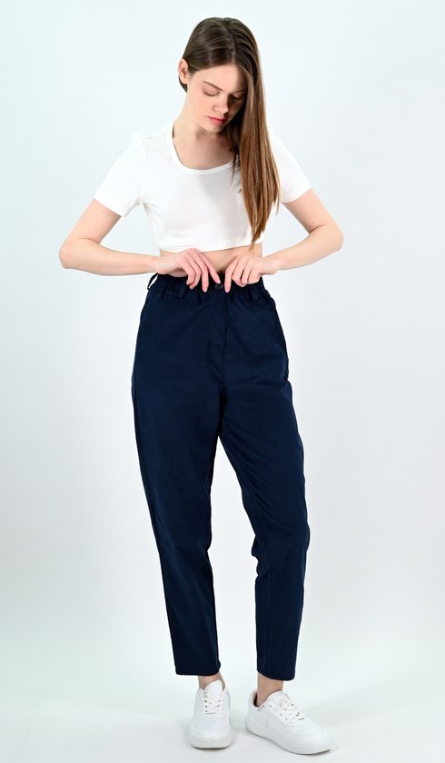YesMooi - Pantalon en velours côtelé - Marine - L (40) - 100 % Katoen - Pantalons pour femmes