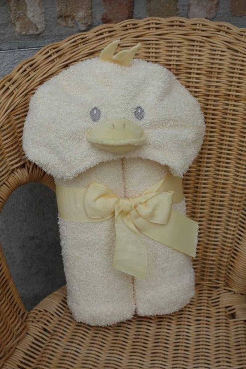 La Galleria - Babygeschenkset Badcape geel eendje 100x75cm