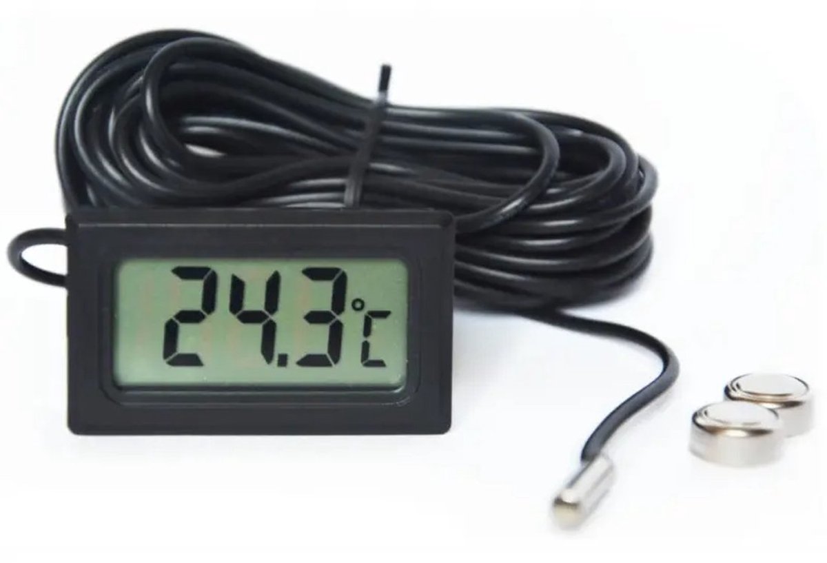 Digitale Koelkast Thermometer - 10m Kabel - Diepvries & Aquarium Thermometer - Binnen & Buiten - Nauwkeurig