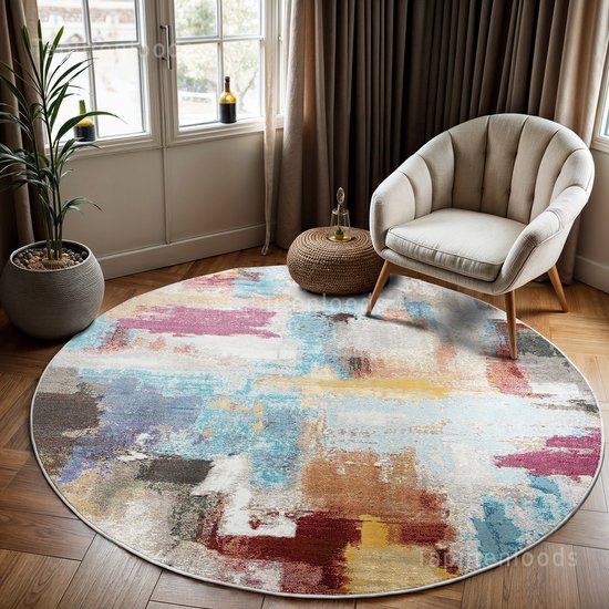 Picasso Artisan Vintage Rond Vloerkleed Multi Laagpolig- 160 CM Ø
