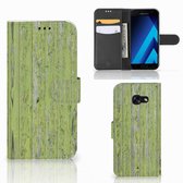 Smartphone Hoesje Geschikt voor Samsung A30 Book Style Case Green Wood