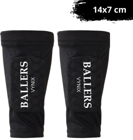 Vynix Ballers ingebouwde scheenbeschermer – Scheenbeschermers voetbal – Shin Pad Sleeve – Voetbal scheenbeschermers – 12+ jaar – Met opbergzakje 14x7cm – Zwart