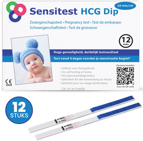 Sensitest Zwangerschapstest Dipstick Extra Vroeg 6 dagen eerder - 12 stuks - Binnen 1 dag in Huis