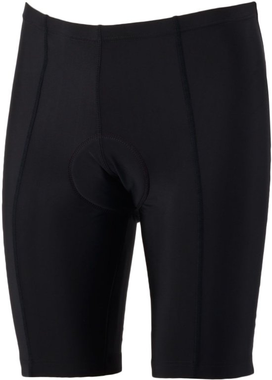 Zwarte fietsbroek voor heren met een zeem, korte pijpen en platte naden.