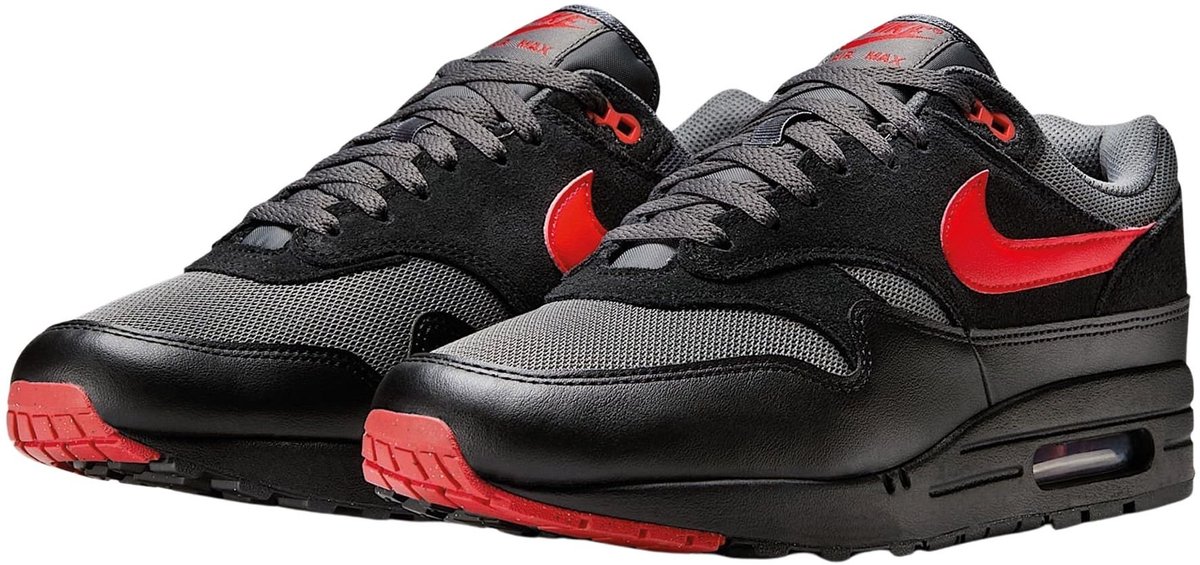 Nike Air Max 1 Essential zwart - donkergrijs - rood