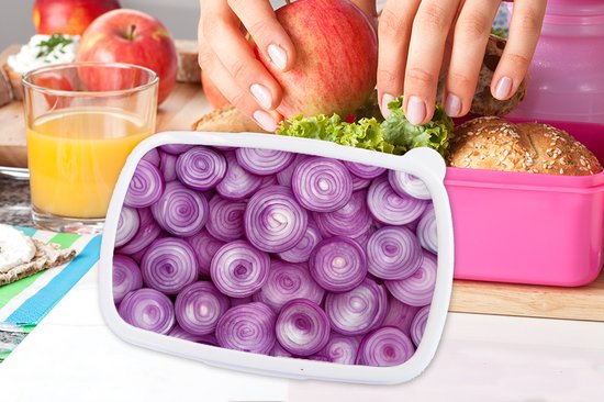 Boîte à lunch rose - Lunchbox Pourpre - Oignons - Gros plan - Boîte à lunch 18x12x6 cm