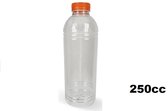 20x Flesje PET helder 250cc met oranje dop - drink fles vruchten sap limonade drank