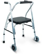 Mobiclinic Compostela - Looprek - Rollator - Looprek met wielen - Lichtgewicht en Inklapbaar - Verstelbaar - 2 wielen - Aluminium - Gewatteerde zitting