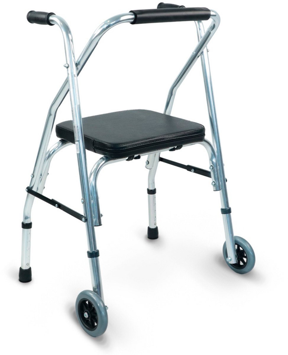 Goedkoopste Mobiclinic Compostela - Looprek - Rollator - Looprek met wielen - Lichtgewicht en Inklapbaar - Verstelbaar - 2 wielen - Aluminium - Gewatteerde zitting