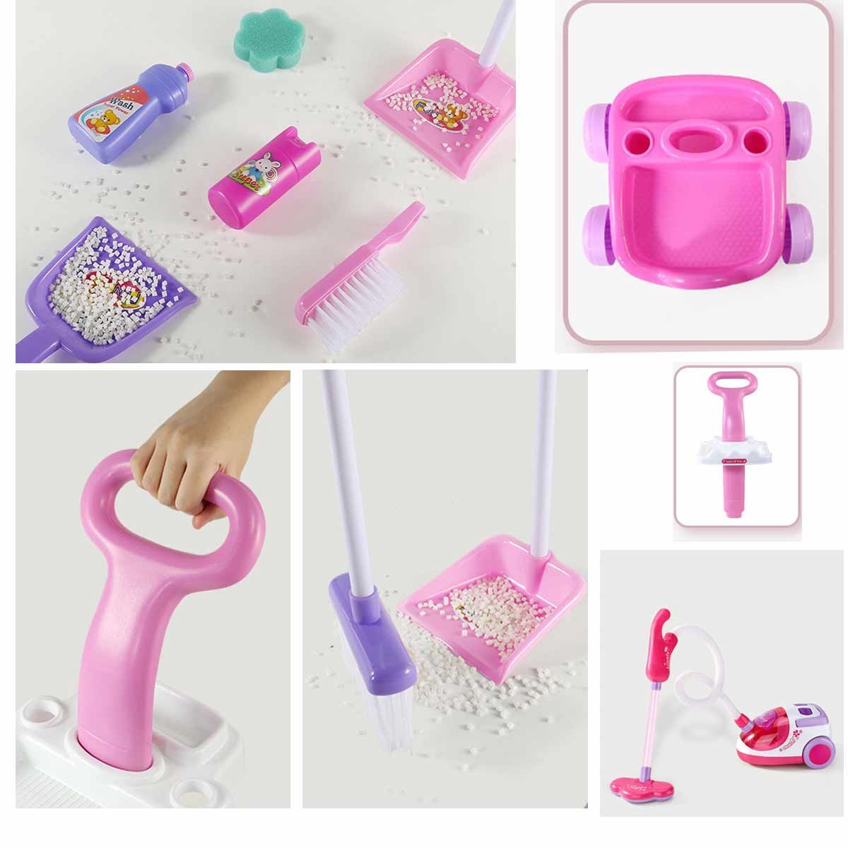 XL Schoonmaakset Kinderen - Montessori Speelgoed Stofzuiger en Schoonmaaktrolley - Schoonmaakset Speelgoed voor Kinderen - Speelgoed Stofzuiger en Accessoires - 3 tot 6 Jaar - 11 Delig — afbeelding 5