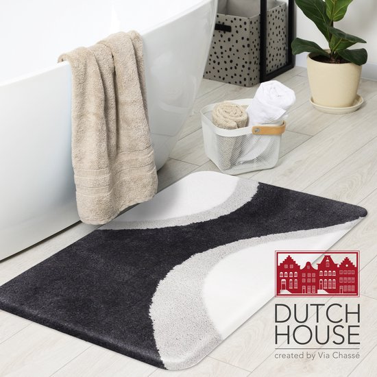 Dutch House Badmat Metz - Badmat 60x90 - grijs - Antislip - Badmatten - Anti Slip Douchemat - Badkamer Mat - Snel Absorberend - Snel Drogende Badmat