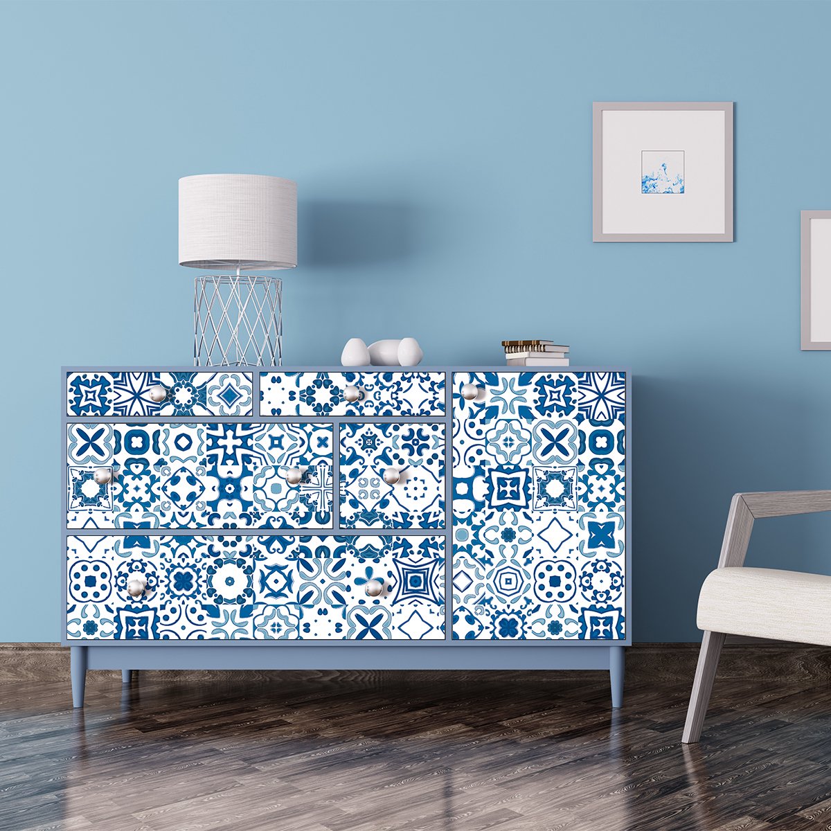 Ambiance Sticker Meubeldecoratiestickers - Zelfklevende stickers voor keuken en woonkamer - 60 CARMIETA meubeltegelstickers - 60 stickers 15x15cm Multi color