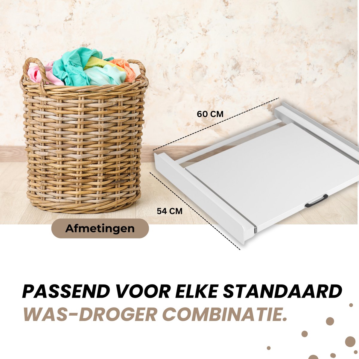 Dastium Home - Stapelkit Wasmachine en Droger - Stapelset Wasmachine en droger - Tussenstuk Wasmachine en Droger - Universeel — afbeelding 5