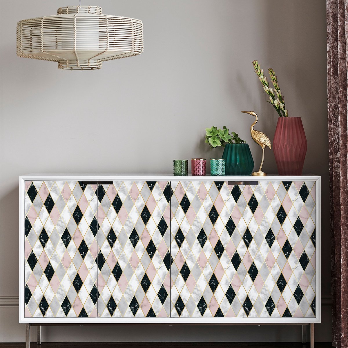 Ambiance Sticker Sticker met Scandinavisch meubelmotief van Berthold, 60 x 90 cm Multi color