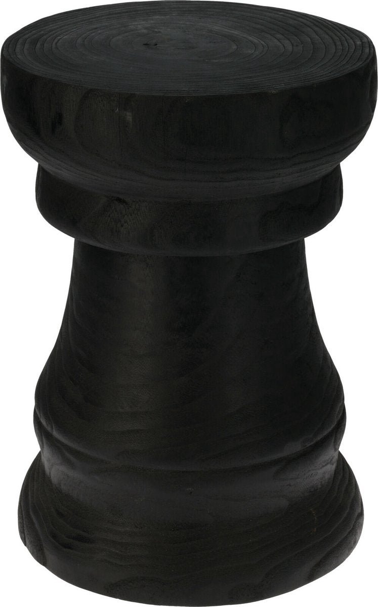 Home & Styling Paulownia Houten Bijzettafel - Ø27xH42cm - Zwart