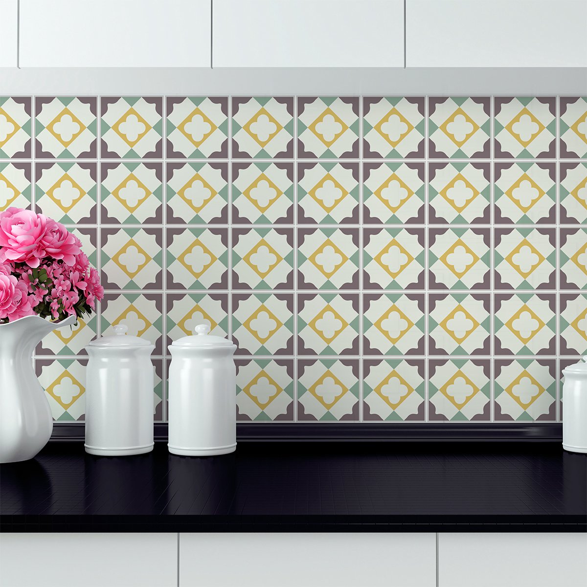Ambiance Sticker Zelfklevende tegelmuurstickers voor keuken en badkamer - 30 tegelstickers, Azulejos Eudoccia - 30 stickers, 15x15cm Multi color