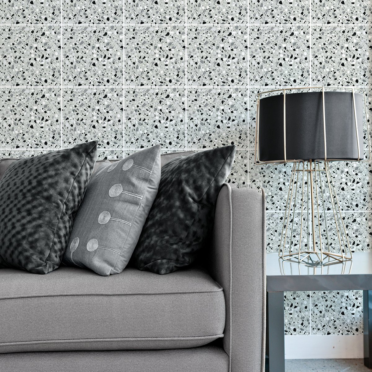 Ambiance Sticker Zelfklevende tegelmuurstickers voor keuken en badkamer - 9 LEONIO TERRAZZO TEGELSTICKERS - 9 stickers 20x20cm Multi color