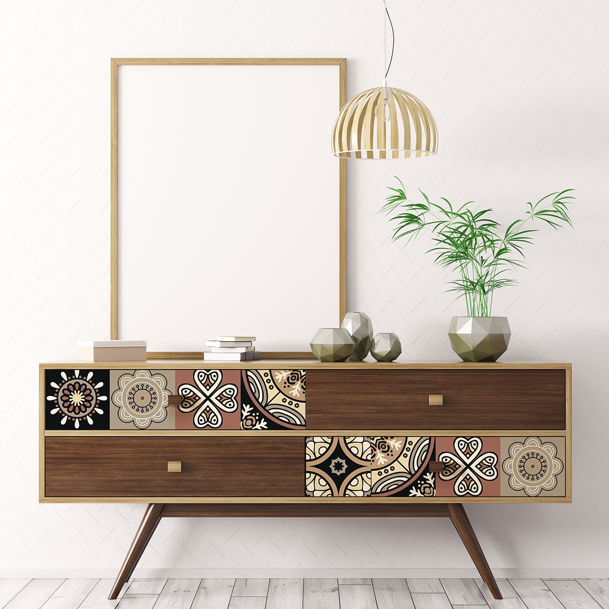 Ambiance Sticker Meubeldecoratiestickers - Zelfklevende stickers voor keuken en woonkamer - 24 meubelstickers met cementtegelmotief - ILONA - 24 stickers 20x20cm Multi color