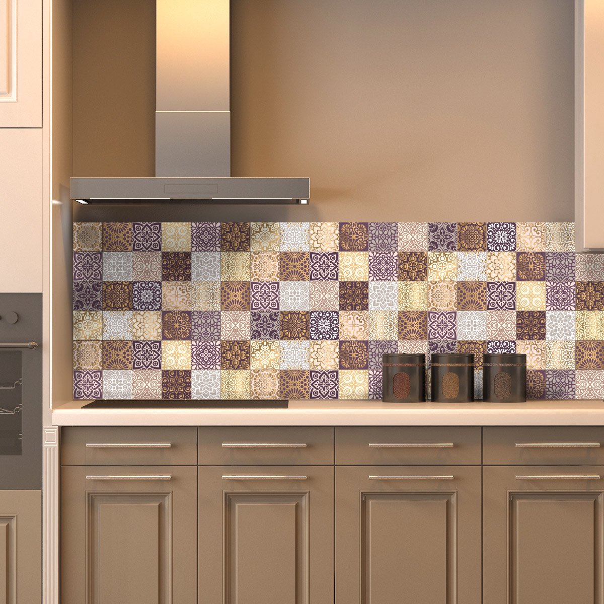 Ambiance Sticker Muurstickers - Zelfklevende tegelmuurstickers voor keuken en badkamer - 24 Marrakech tegelstickers - 24 stickers 20x20cm Multi color
