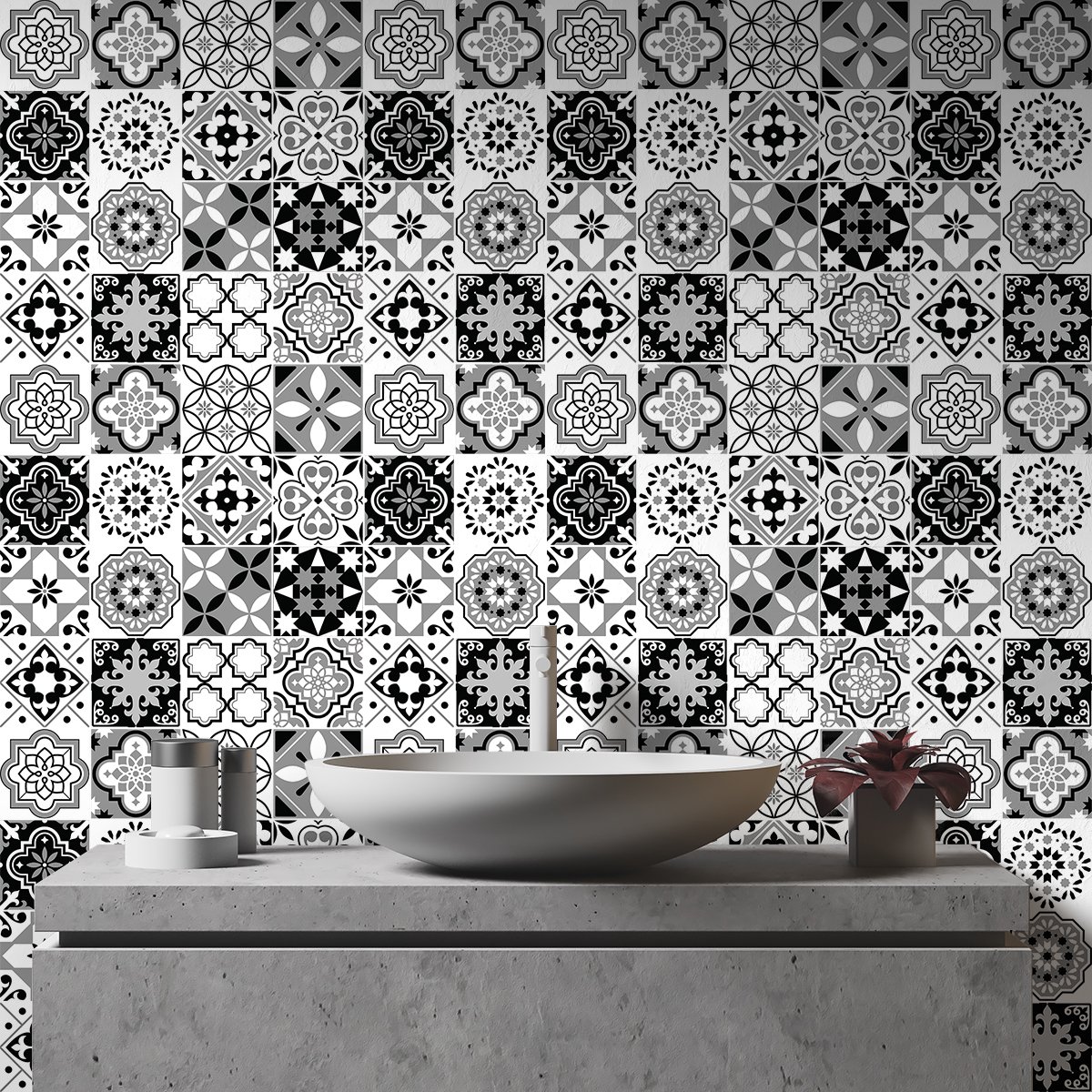 Ambiance Sticker Zelfklevende muurtegelstickers voor keuken en badkamer - 24 AZULEJOS KIMINA tegelstickers - 24 stickers van 15x15 cm Multi color