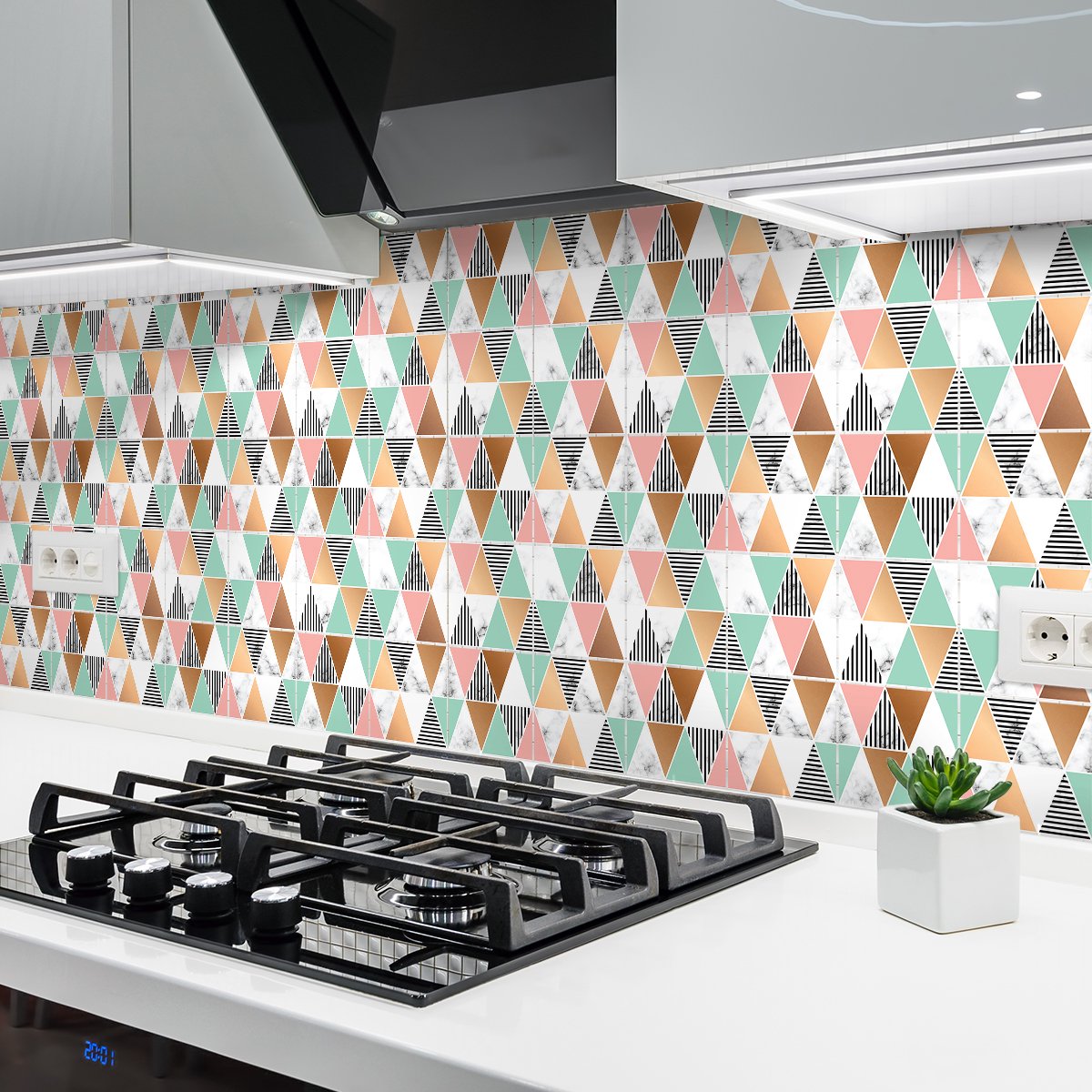 Ambiance Sticker Zelfklevende muurtegelstickers voor keuken en badkamer - 30 tegelstickers, marmerlook, chique azuurblauw - 30 stickers, 20x20 cm Multi color