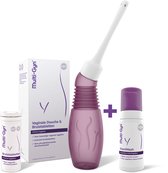 Multi-Gyn Vaginale Douche & 10 Bruistabletten + FemiWash Mousse 100 ml - Bundel combinatie voor Vaginale verzorging voor dagelijkse Intieme Hygiene, mild en zeepvrij, geschikt voor gevoelige huid en tegen afscheiding, jeuk en irritatie