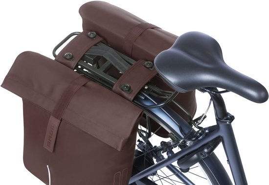 Sacoche double pour vélo Basil City MIK, 28-32L, marron rôti