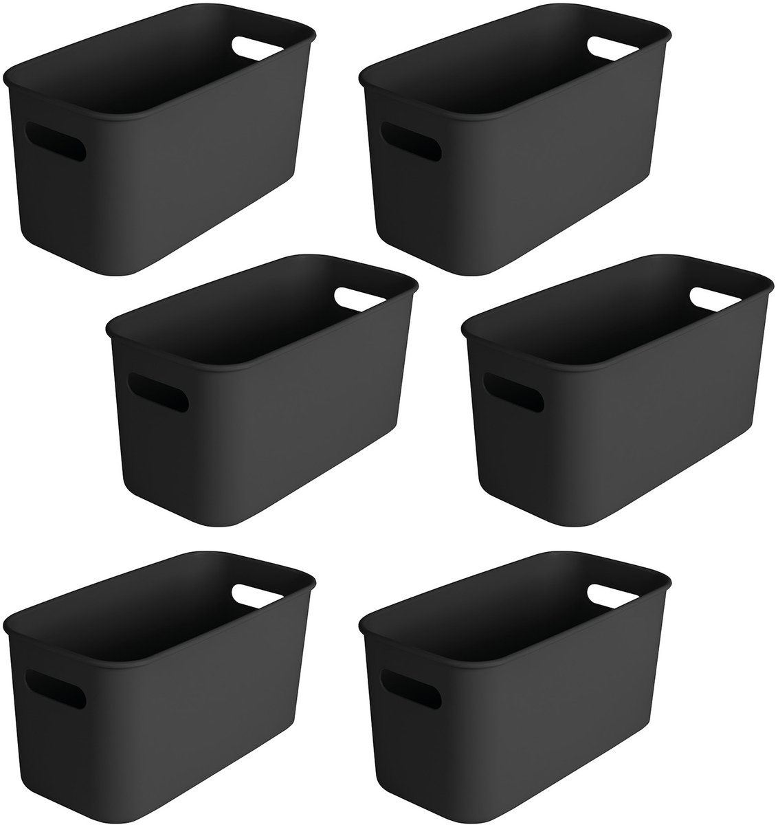 Sunware Sigma Home cube opbergbox 6L - Set van 6 - Zwart