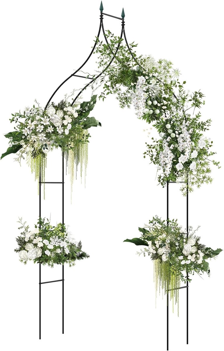 COSTWAY Rozenboog van metaal, tuinboog in gotische stijl, poortboog, rozen, rankrooster, voor rozen, bloemen, pergola, hekwerk voor bruiloft, feesten, tuin, terras, 125 x 39 x 287 cm