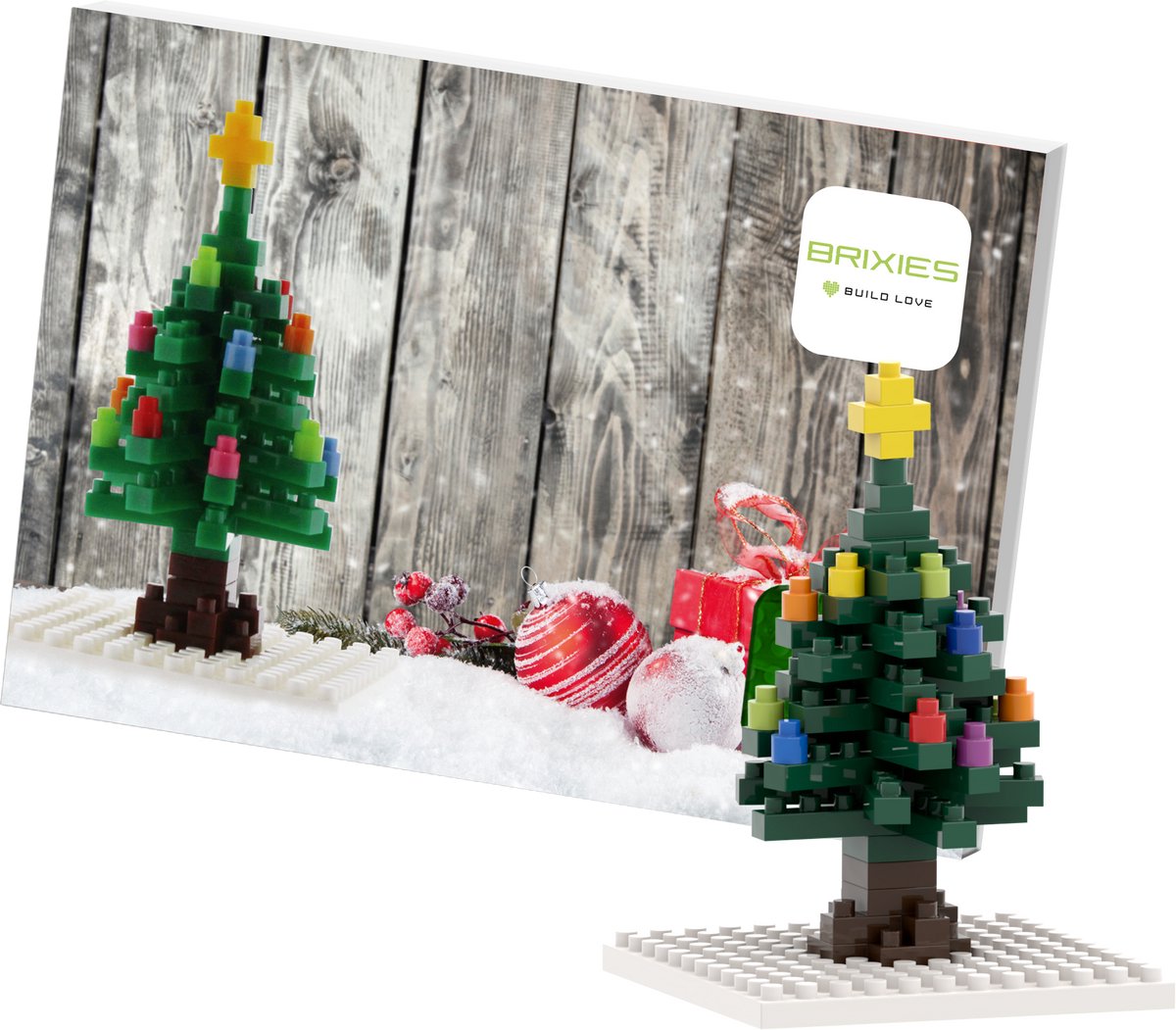 Postkaart Kerstboom- Brixies- Bouwsteentjes