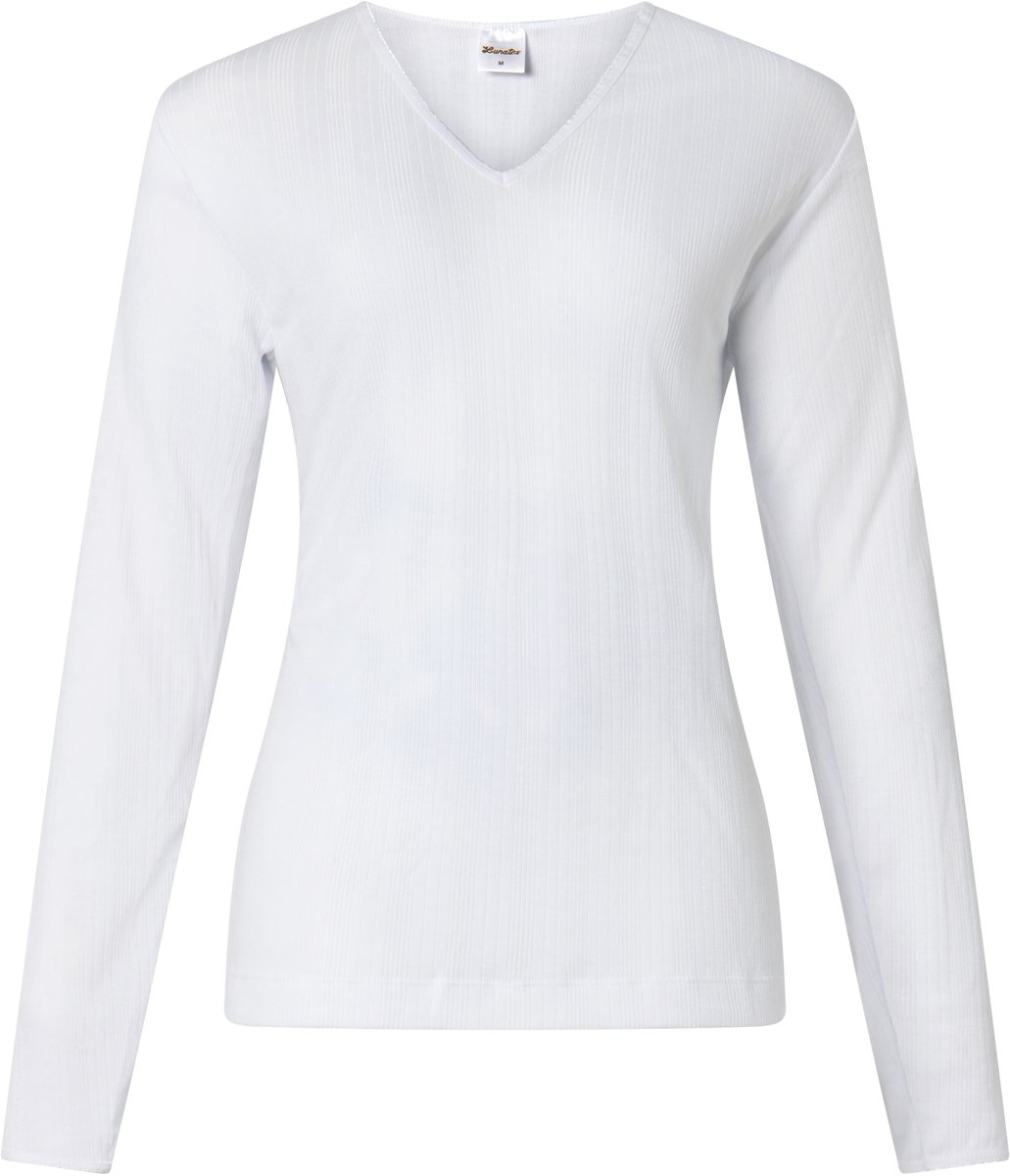 Lunatex - dames thermo T-shirt - lange mouw - 50% polyester en 50% modal - wit - maat M
